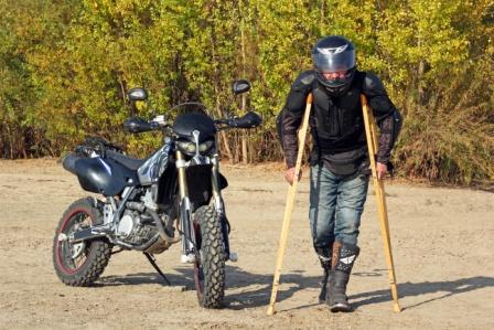 motorcycle rider crutches