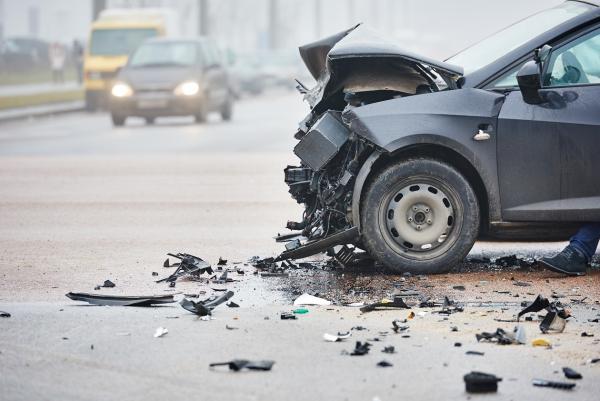 vehicle with significant damage after a car accident