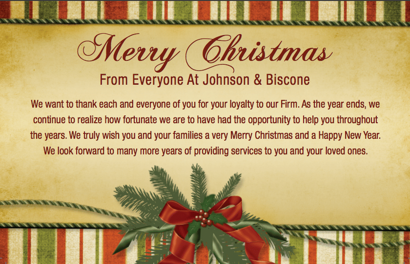 Merry Christmas from Johnson & Biscone